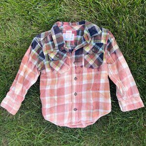 Toddler Child XS 3-4 Ombré Bleach Dye Flannel Shirt